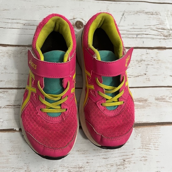 Asics Pink and Yellow Sneakers with Mesh Upper and Cushioned Midsole - Picture 3 of 8